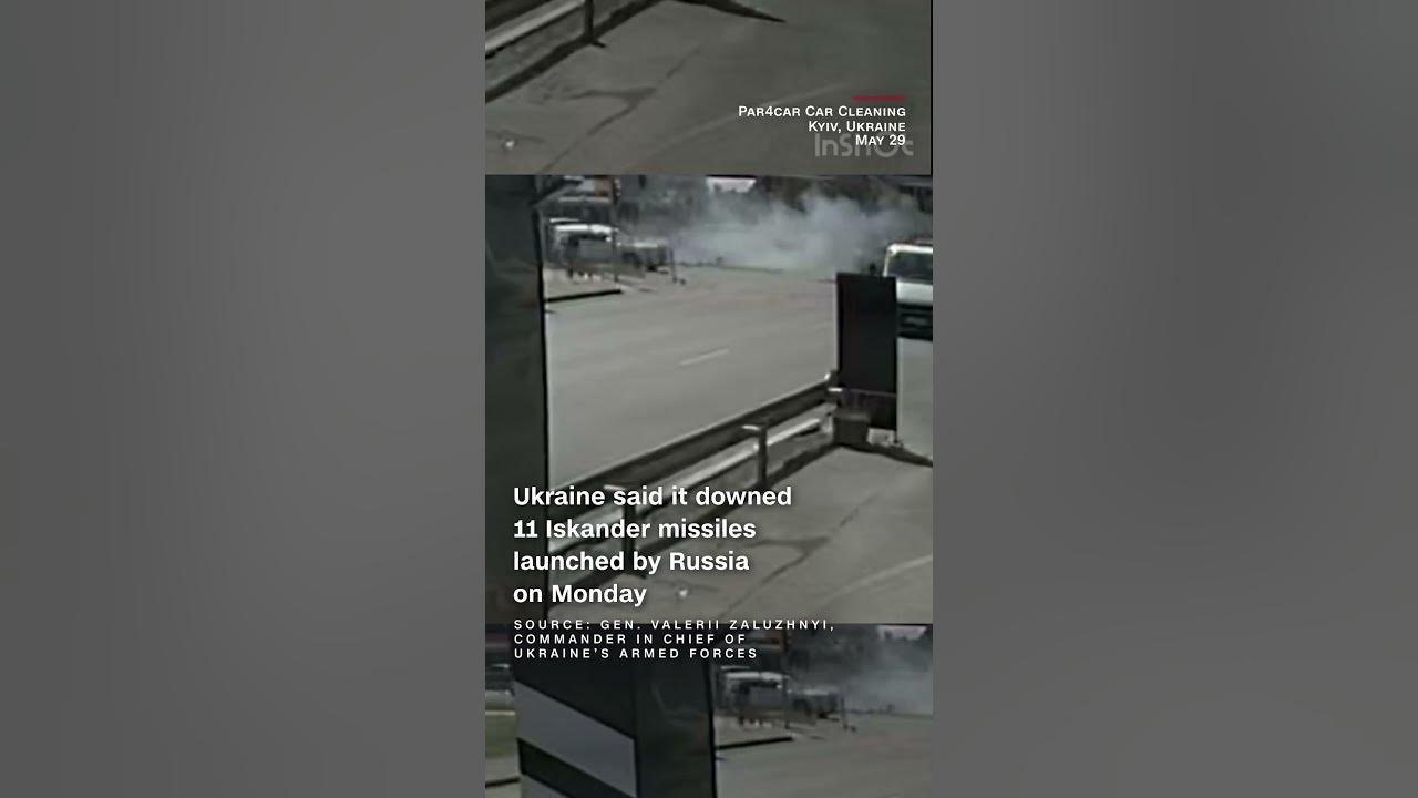 Debris falls from the sky after Ukraine intercepts missile attack