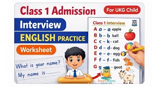 Class 1 Admission English Worksheet | UKG Child | Interview Preparation@smartmomseducation 