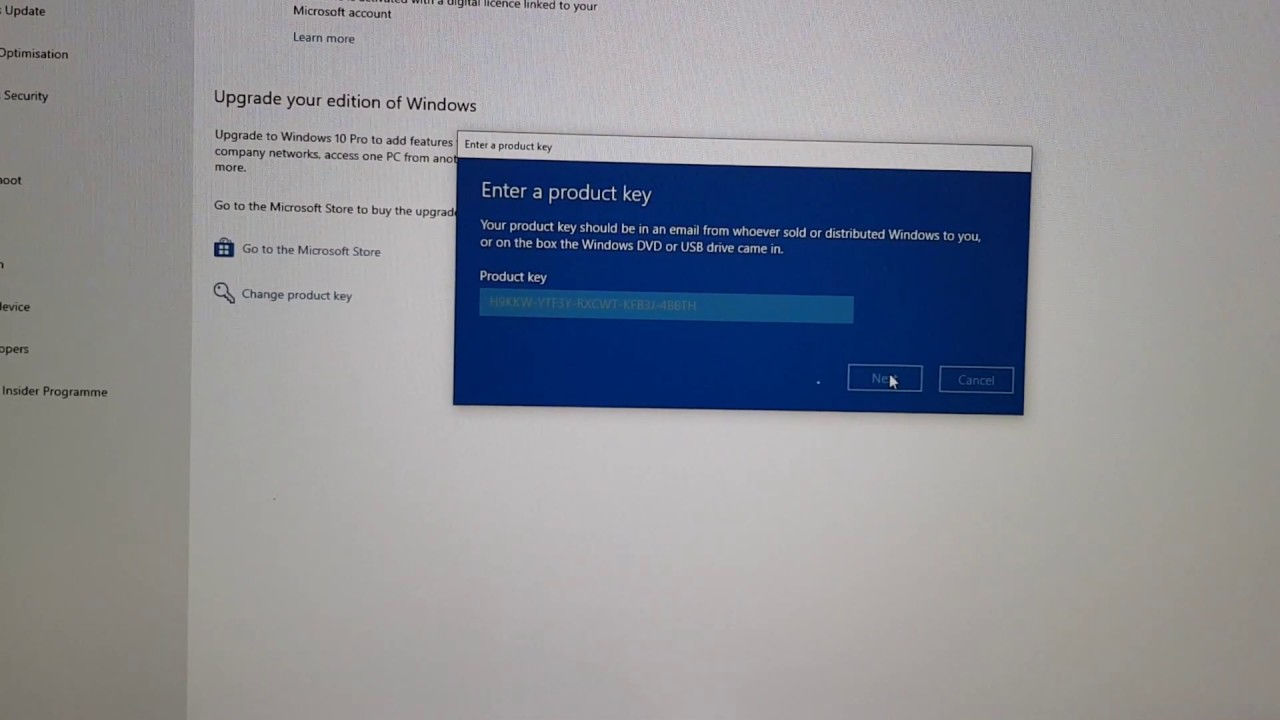 windows 10 upgrade to pro key