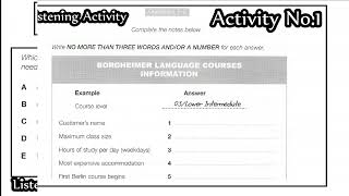 IELTS LISTENING TEST  ACTIVITY NO  WITH ANSWERS