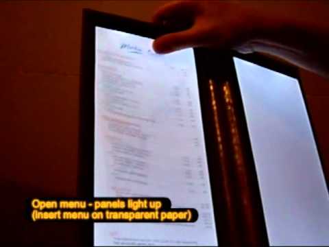 Backlit menu book - YouTube