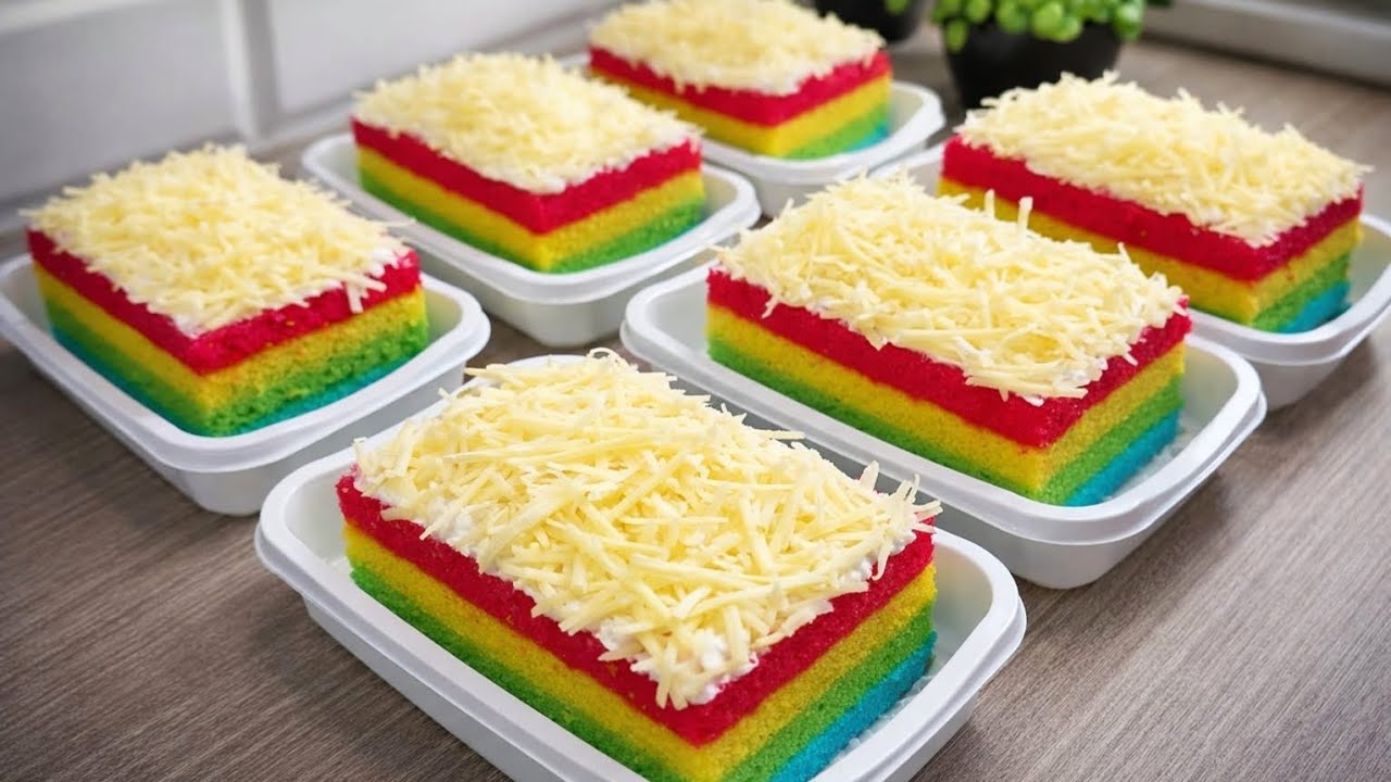 BARU TAU RAINBOW CAKE KUKUS TANPA MINYAK Ternyata bisa selembut ini😍moist ngga seret sama sekali