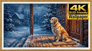 4K TV Art - Golden Retriever's Snowy Vigil - Warm Embrace screenshot 3