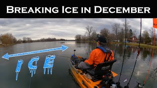 December Kayak Fishing in Michigan - Breaking Ice!  😮😎