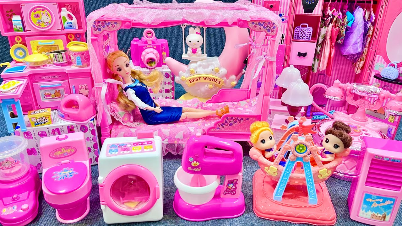 10 Minutes Satisfying Unboxing Super Barbie Pink Furniture Play Set,Barbie Doll Toy Review｜ASMR