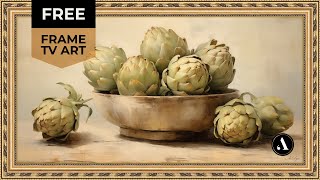 Free Gold Frame TV Art Vintage Still Life Artichokes Oil Painting Screensaver Wallpaper | by ARTEDYA screenshot 3