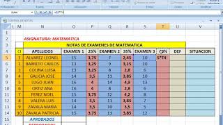 Excel Control de Notas con Porcentajes