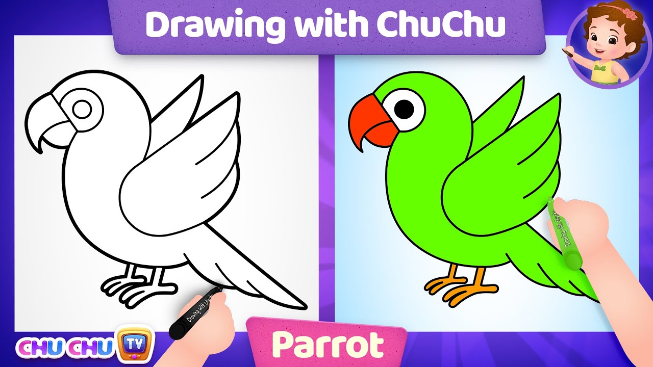 How to Draw a Parrot? - Drawing with ChuChu – ChuChu TV Drawing ...