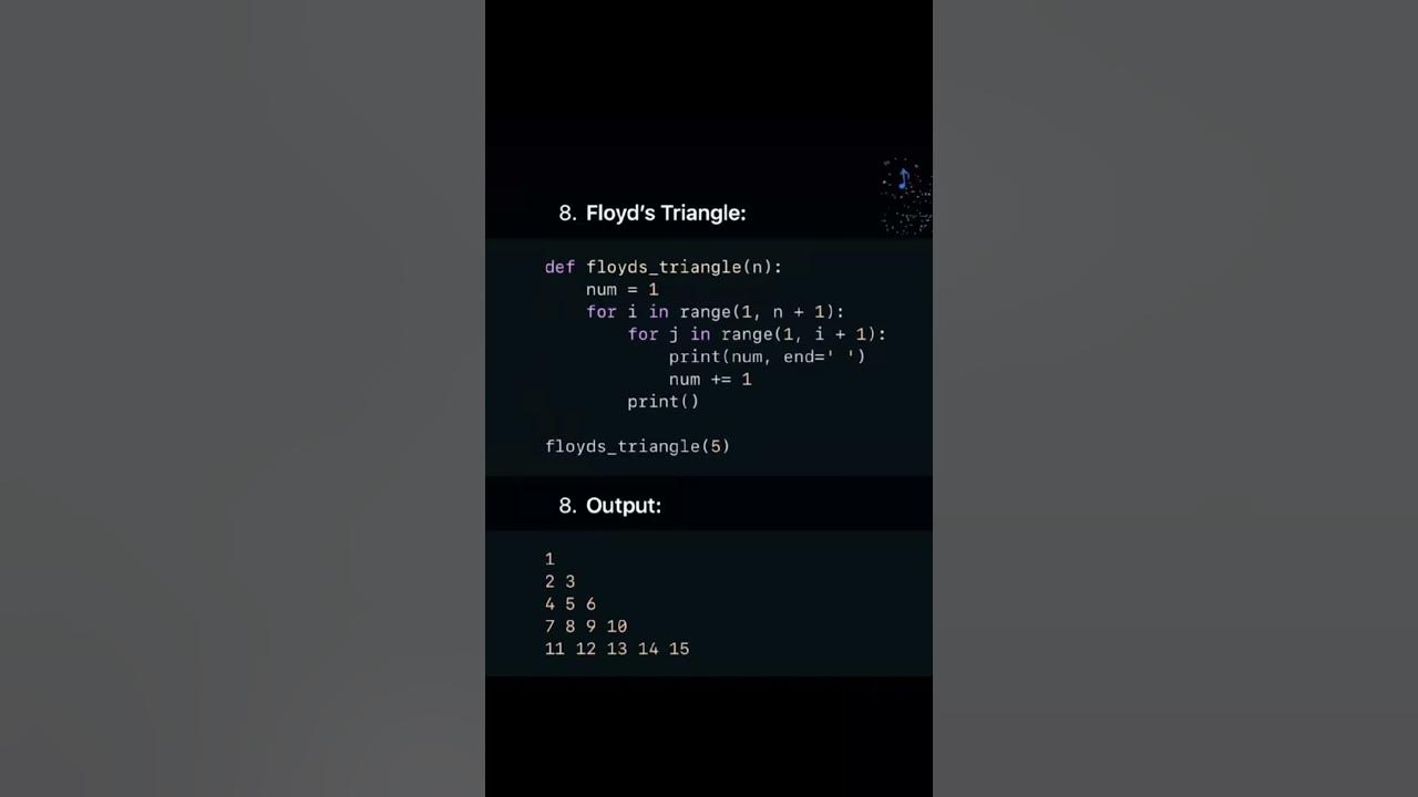 Floyd's triangle pattern #coding #shortvideos #viralvideos #shorts # ...