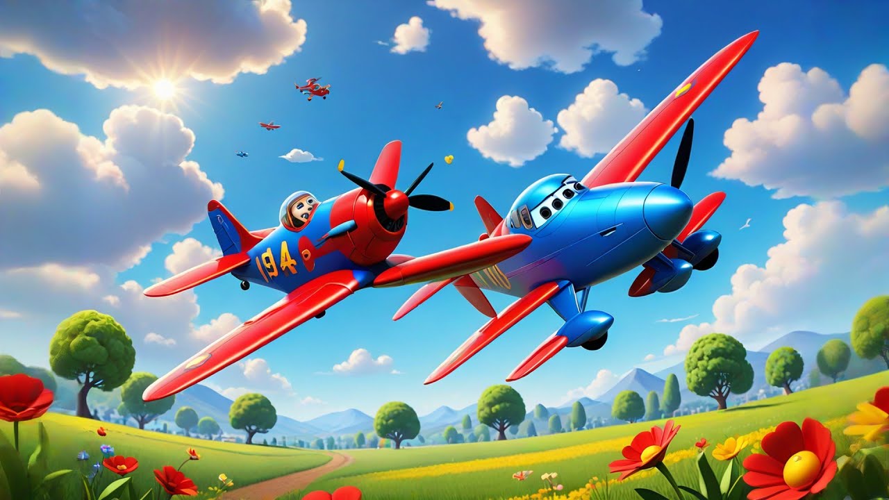 Seven Toy Planes Soar Up High | Airplane Song for Kids | Nursery Rhymes and Fun Learning