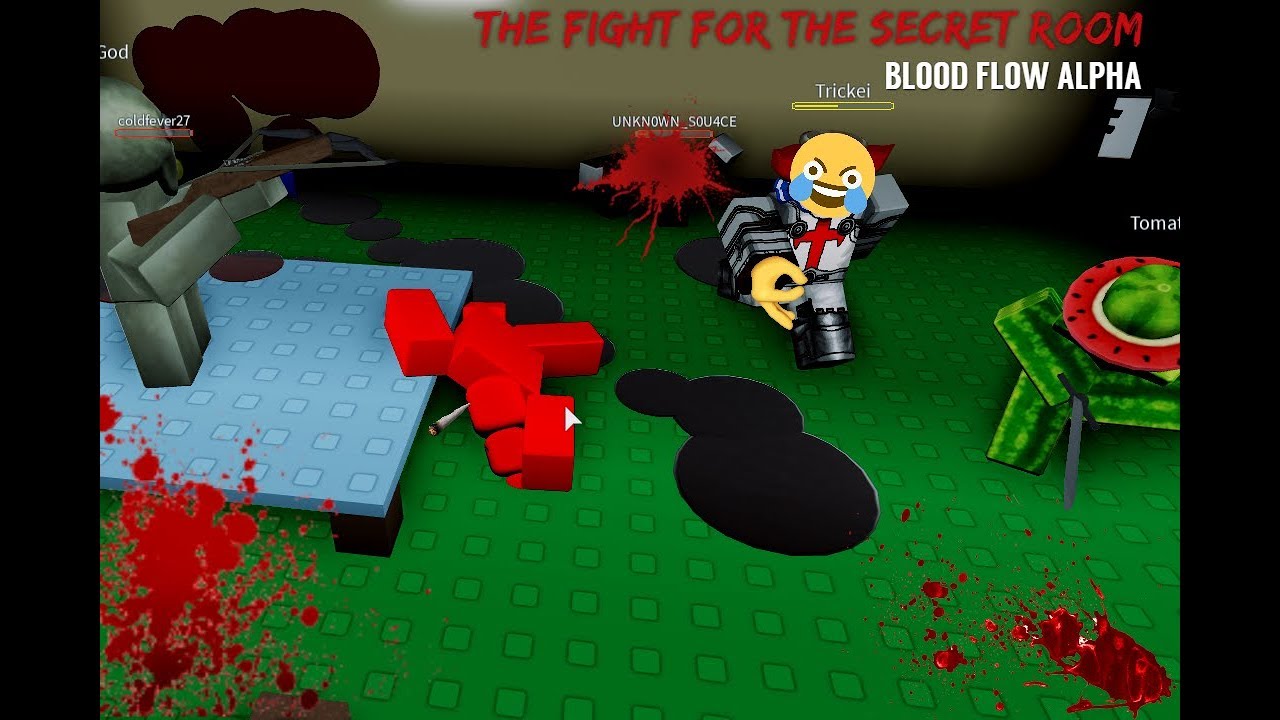The Fight For The Secret Room Roblox Blood Flow Youtube - bloody roblox character