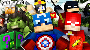 Minecraft SUPERHERO Lucky Block Mod BATTLE on Stark Tower - Batman, Captain America, Wonder Woman