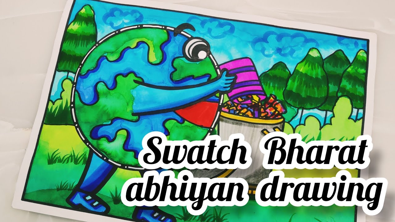 Swachh Bharat Abhiyan Drawing | National Cleanliness Day Poster | Clean  India Green India Drawing - YouTube
