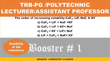 TRB-PG/Polytechnic lecturer /Assistant professor/ Booster-1/solubility ||MAGESH  CHEMISTRY  CLASSES