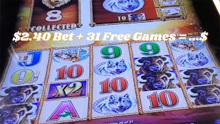 The Ugly Bonus On BUFFALO GOLD Slot Machine With $2.40 Bet And 31 Free games - SunFlower Slots