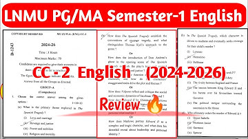 LNMU PG/MA Semester-1 CC-2 English Question Paper Review 2025 | Session 2024-2026 | CC-2 English |