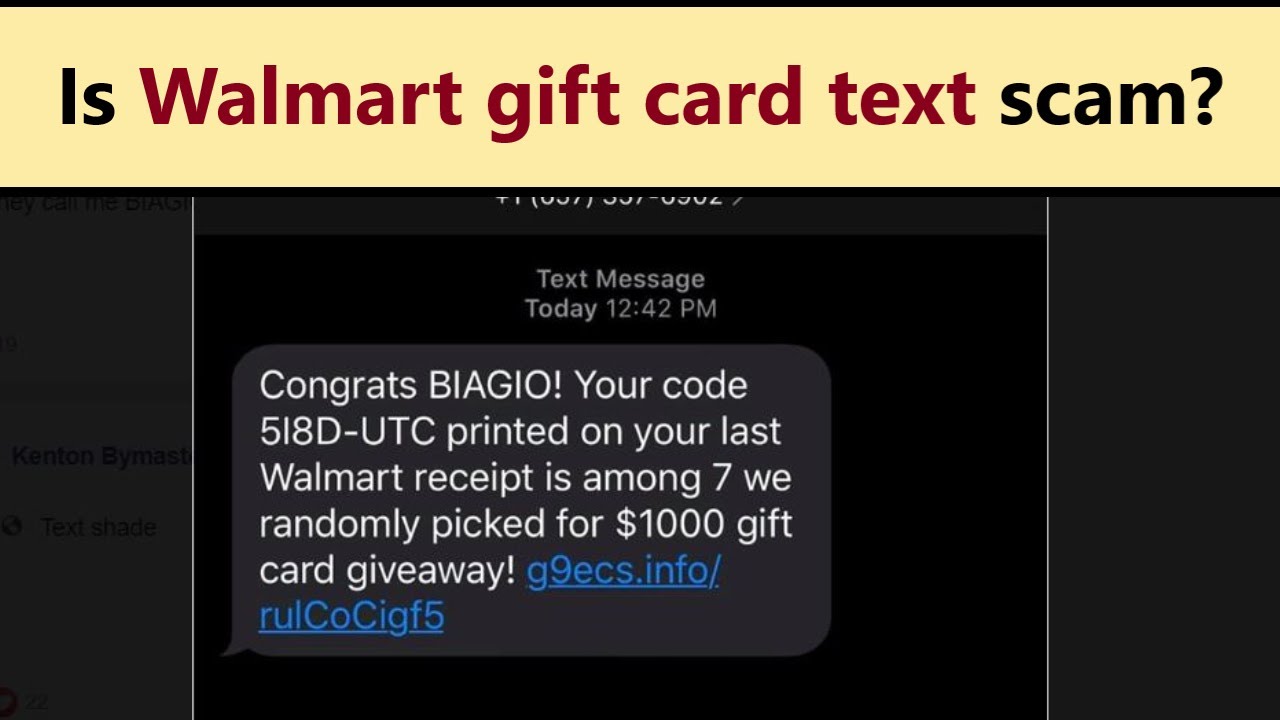 Walmart gift card text - scam or legit way to win $1000 card with lucky receipt? - YouTube