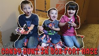 Valentines Candy Hunt In Box Fort Maze