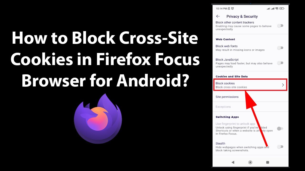 How to Block Cross Site Cookies in Firefox Focus Browser for Android?