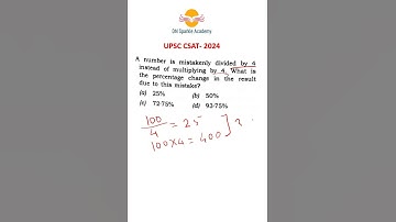 A number is mistakenly divided by 4 instead of multiplying by 4#mathstricks #shorts #upsc2024
