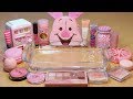 Mixing "PINK" Makeup,clay,slime,glitter... Into Clear Slime! "PINKslime"