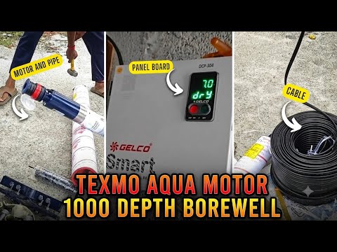 TEXMO Aqua Motor 1000 ಅಡಿ Borewell Installation | Finolex Cable | Gelco starter & Mangalam Pipe Cost