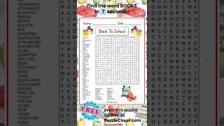 Player Profile Back To School Word Search-Find BOOKS #wordsearch #wordgames #puzzlegame #wordpuzzle #backpack