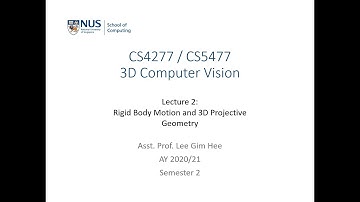3D Computer Vision | Lecture 2 (Part 2): Rigid body motion and 3D projective geometry
