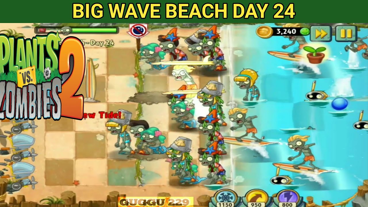 plants vs zombies 2 big wave beach day 24|plants vs zombies 2 - YouTube