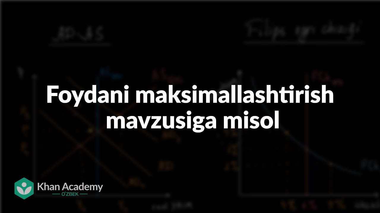 Foydani maksimallashtirish mavzusiga misol | Mikroiqtisodiyot