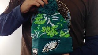 Eagles 'SNOW-TROPICS' Green Knit Beanie Hat by New Era