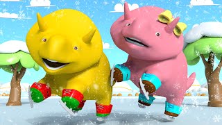 Aprenda formas - Dino e Dina patinam no gelo - Aprenda com Dino o Dinossauro 👶 Desenho Animado