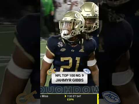 At No. 9 on the NFL Top 100 list, the former #GeorgiaTech great Jahmyr Gibbs. 🐝 #collegefootball