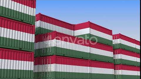 Container Terminal Full of Containers with Flag of Hungary | Motion Graphics - Envato elements
