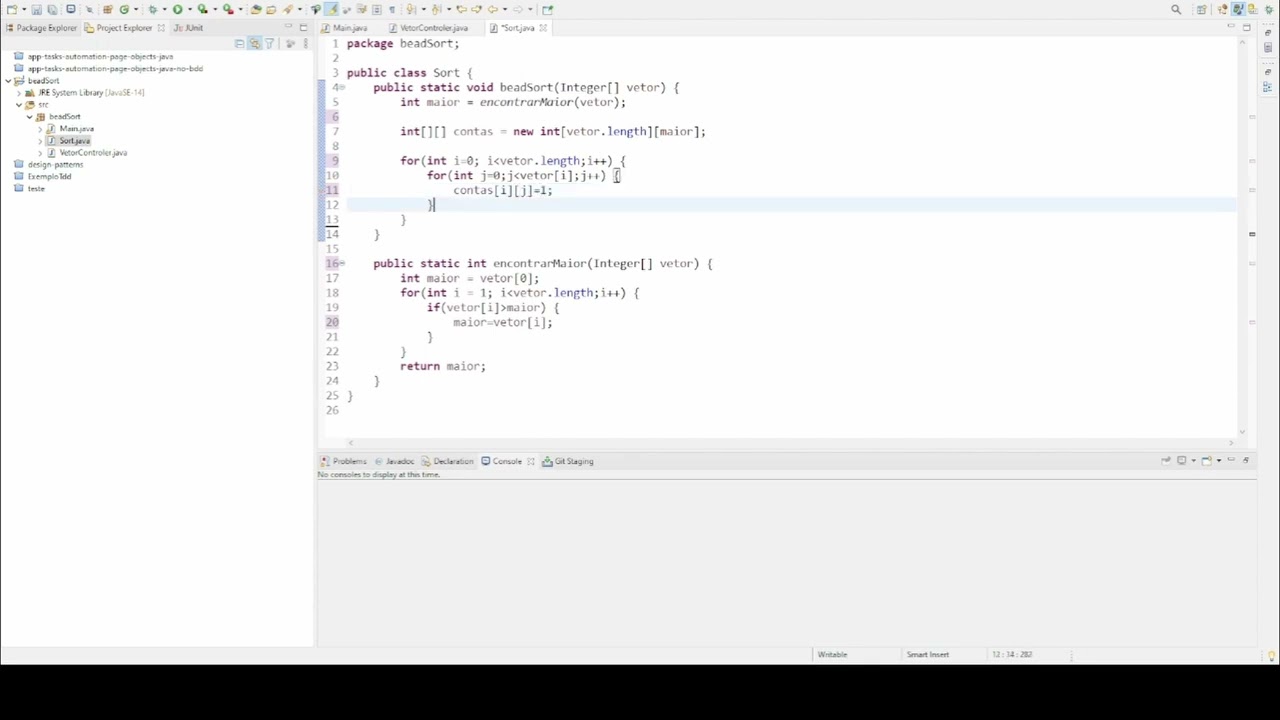 Algoritmos de ordenação - Bead Sort Java