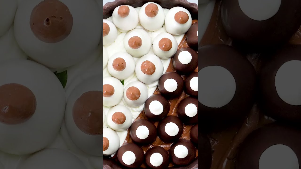 🍫🤍 Pouring Creamy Chocolate Over These Cute Little Cake Bites! # #relax # #satisfyingvideo