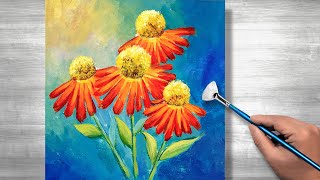 Easy Acrylic painting tutorial flowers | Daisies | Daily art 190