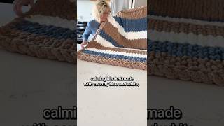 Cozy blue tan white blanket with a tiny gnome twist