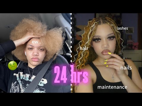 24 HOUR MAKEOVER! 💅| maintenance vlog, nails, lashes, hair, glowup