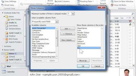 Outlook 2010 Remove a Field or Column