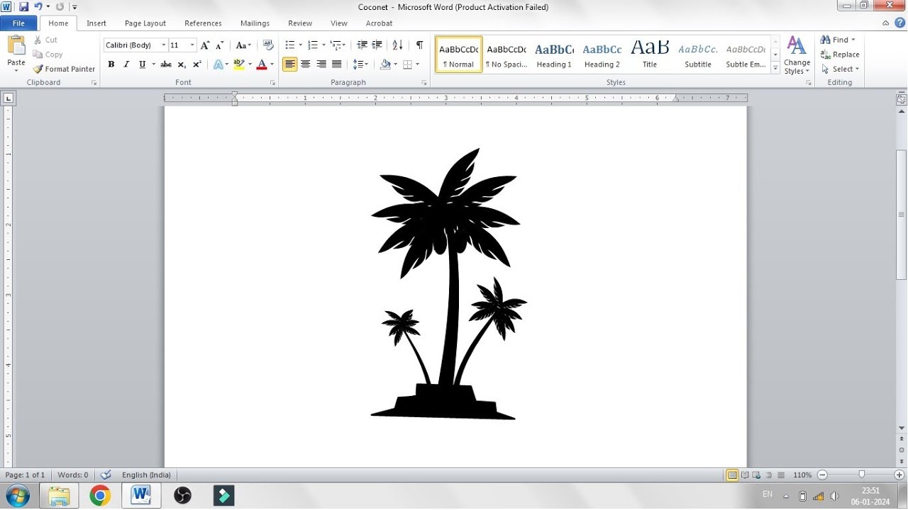 How to draw/make  a coconut tree in MS Word