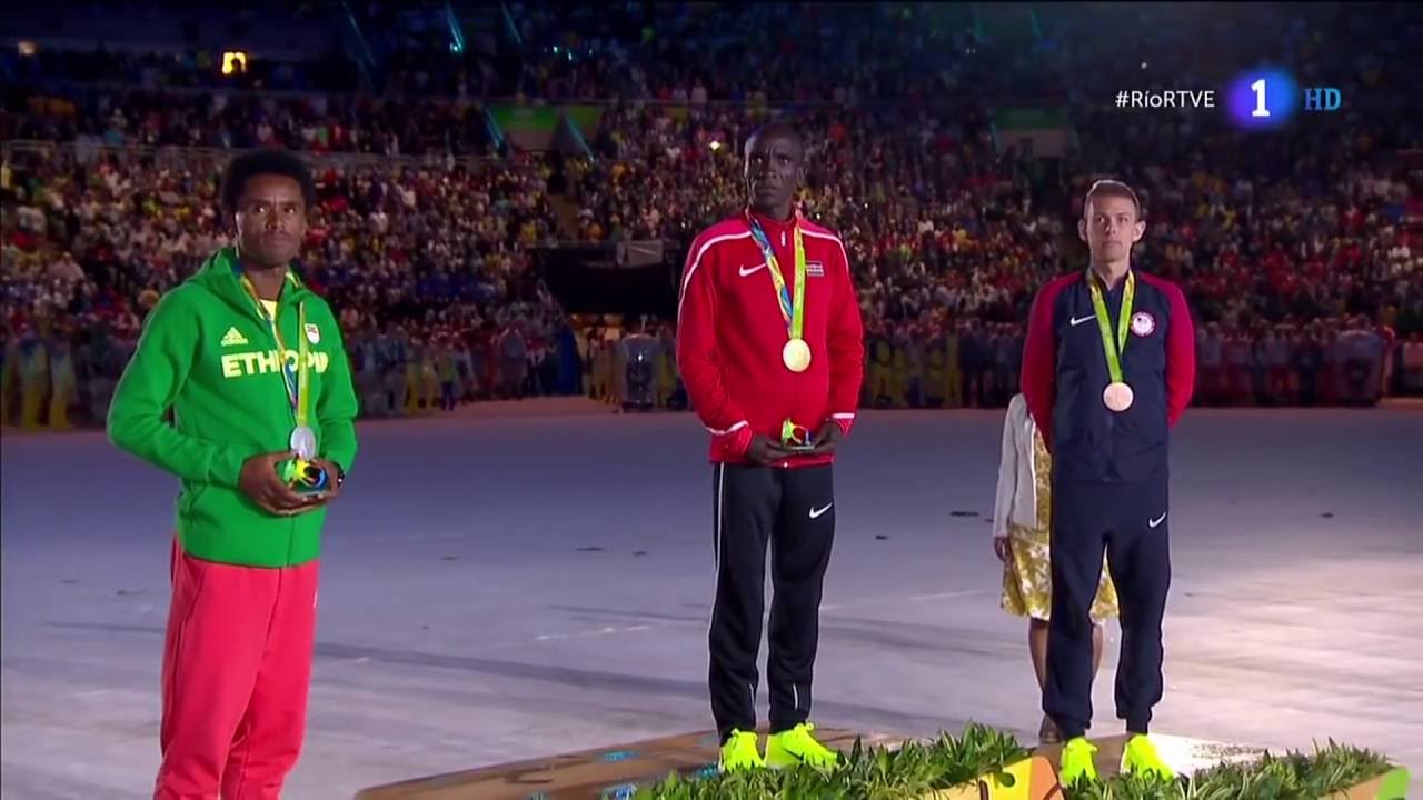 RIO 2016 Awarding Marathon Medals.Closing Ceremony by Playing KENYAN NATIONAL ANTHEM