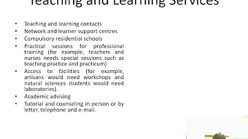 Module 4 Unit 2:  Types of Learners’ Support Services