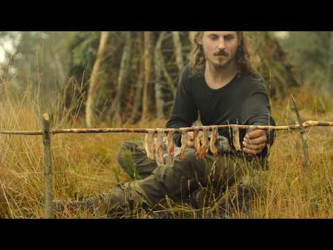 Thumbnail for Bushcraft overnight - shelter building, fat wood, bacon, russian axe, repairing sweater