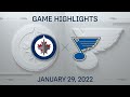 NHL Highlights | Jets vs. Blues - Jan 29, 2022