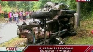 Sona 13 Nasawi Sa Banggaan Ng Jeep At 14-Wheeler Sa Sarrat, Ilocos Norte