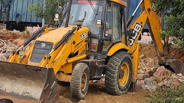 JCB 3DX Working on Railway track to Remove unwanted grass and old 20 mm rody I Jcb tractor dumper