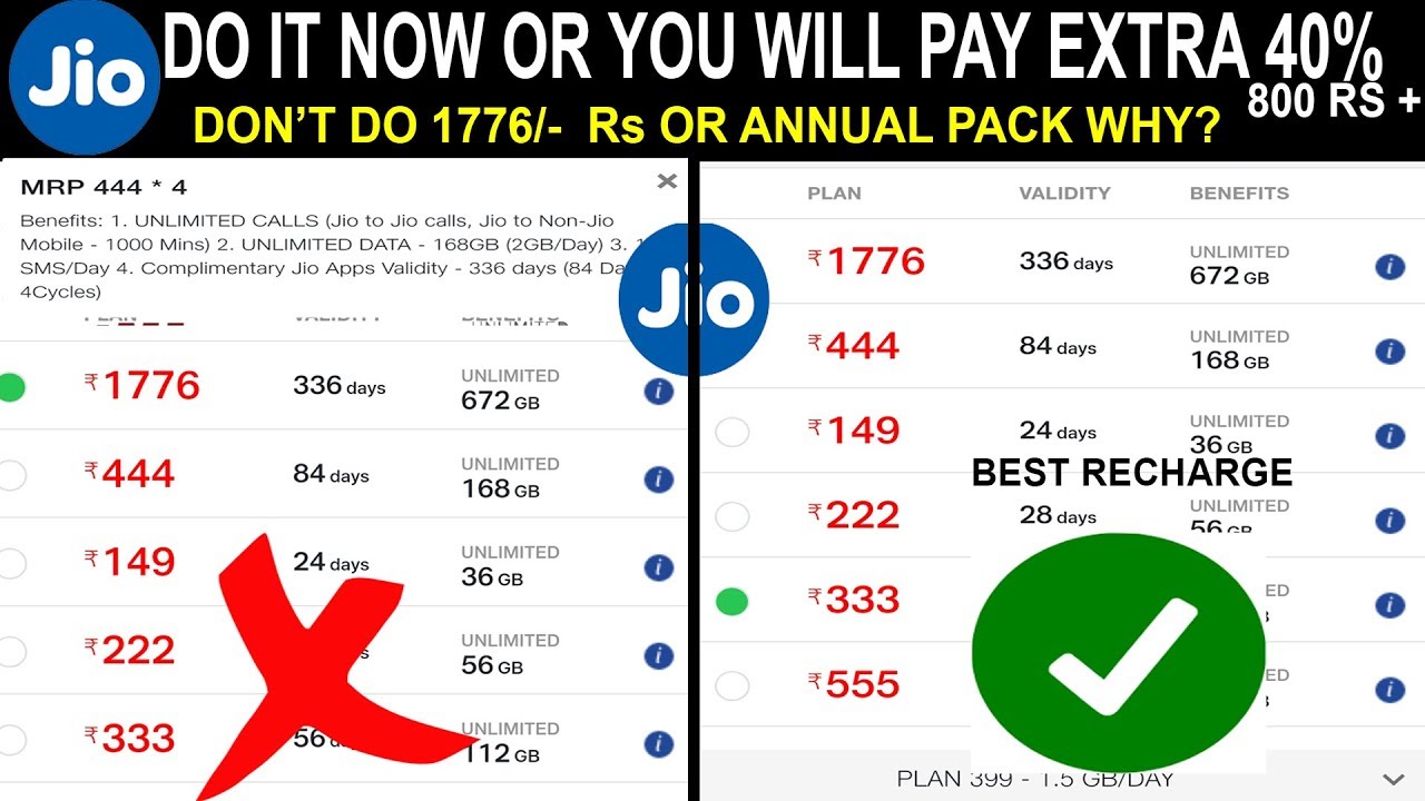 JIO DO IT NOW OR PAY EXTRA 40% - BEST PLAN JIO ADVANCE RECHARGE - YouTube