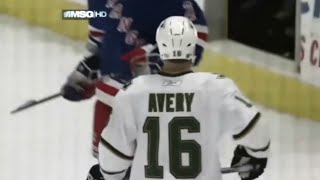Sean Avery vs NYR | 10/20/2008 [HD]