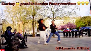 Statue moving in real life in London.The London Cowboy 🤠 Living statue Prankster@P4pranks_Official